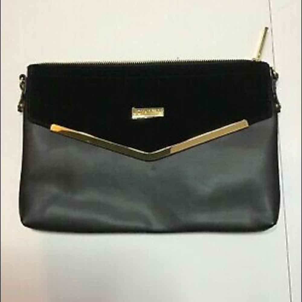 New JOY and IMAN Couture Leather Satchel and Clutch with Velvet Detail Black - Picture 5 of 6